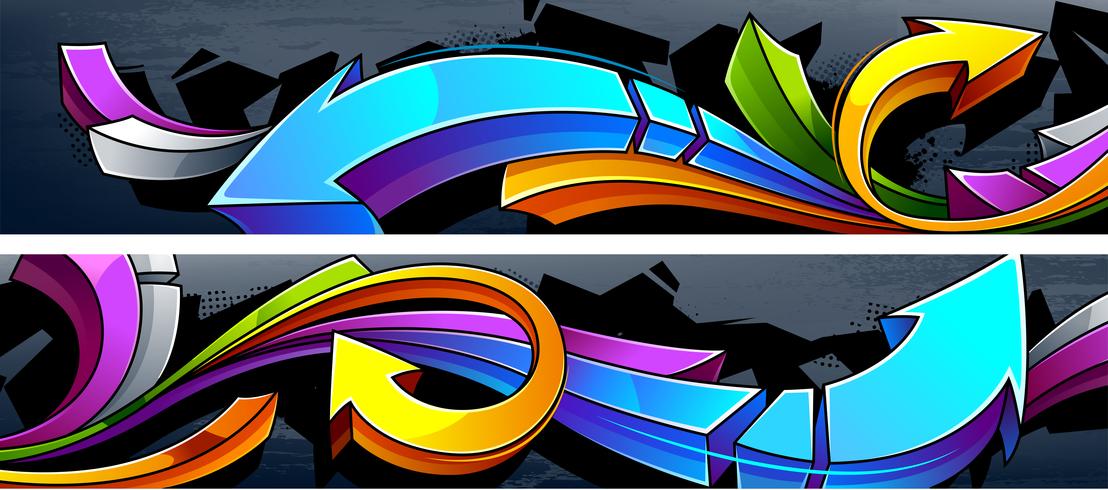 Dos banners de graffiti horizontal. vector