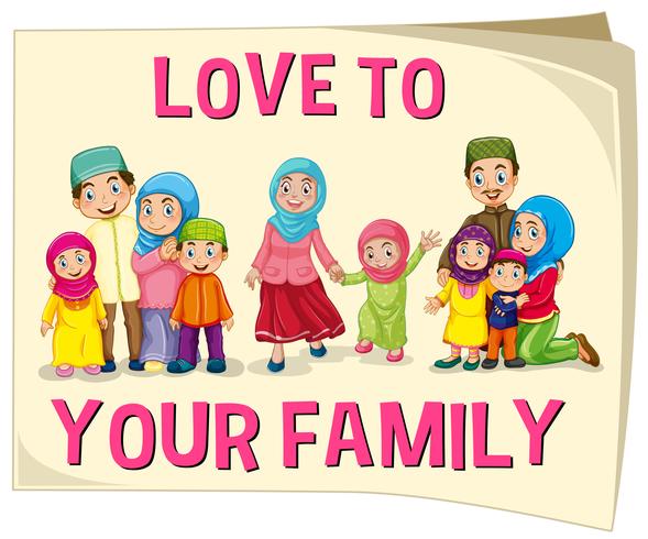 Muslim family with different age group vector