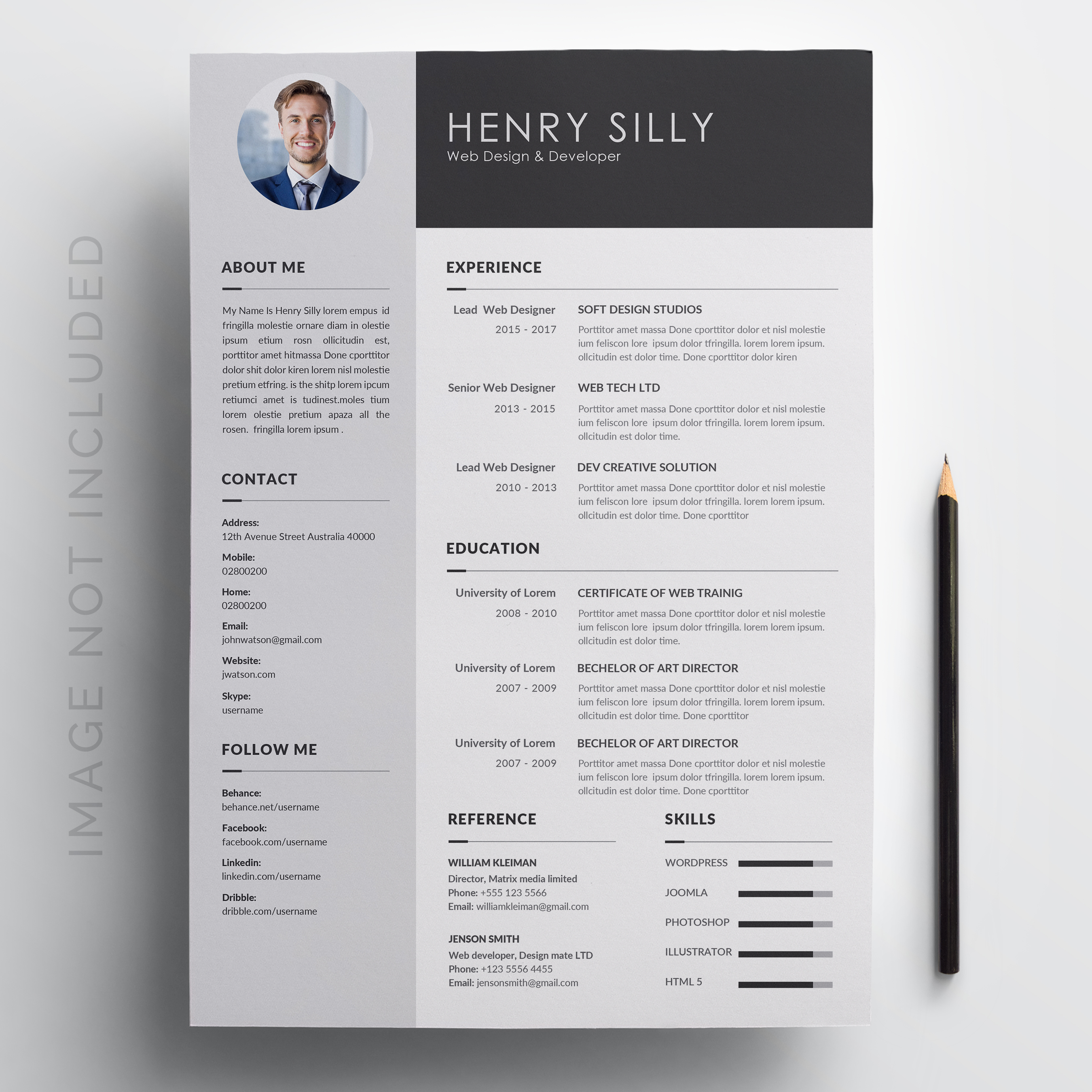 resume template word black and white