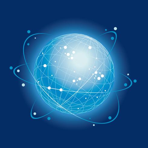 Global network system icon on a dark blue background. vector