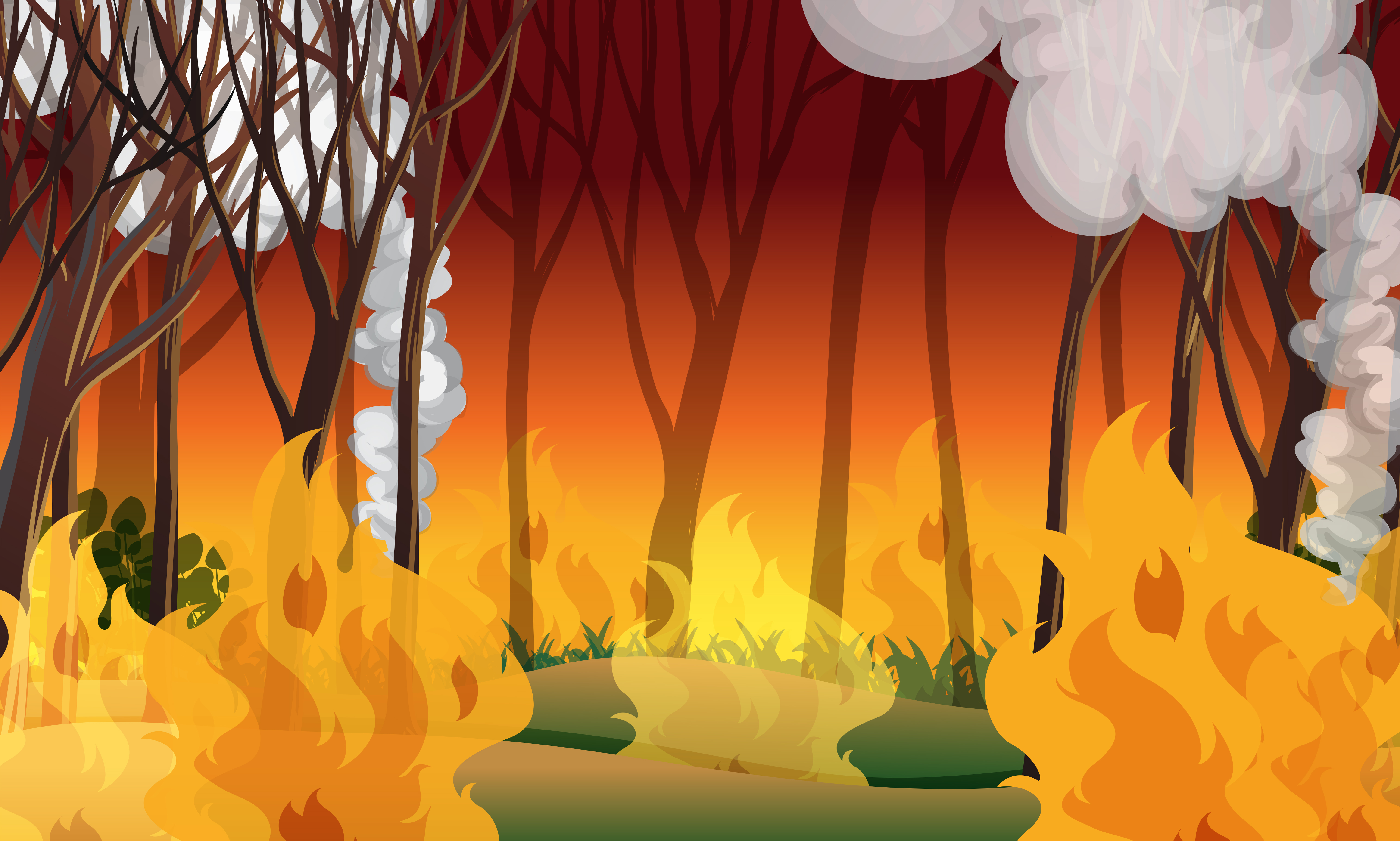 A wildfire disaster landscape 375983 - Download Free Vectors, Clipart