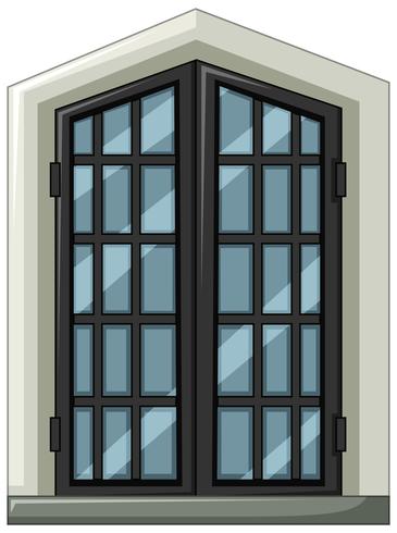 Ventana de vidrio con marco gris vector