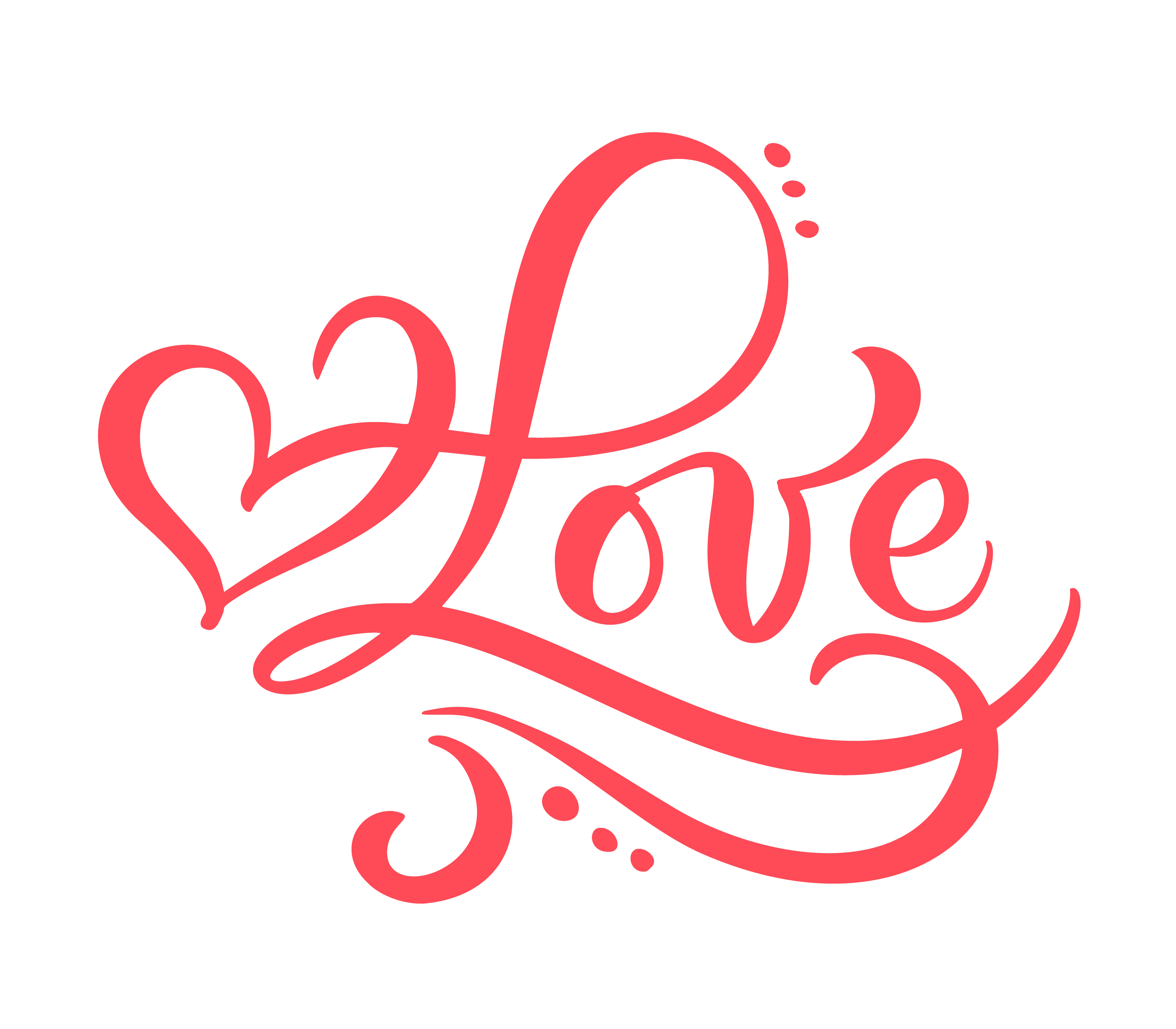 Red Calligraphy word Love. Vector Valentines Day Hand ...