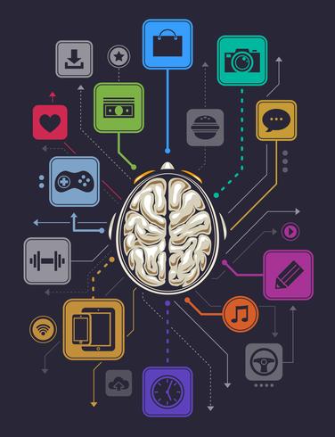 Infografía de la actividad cerebral. vector