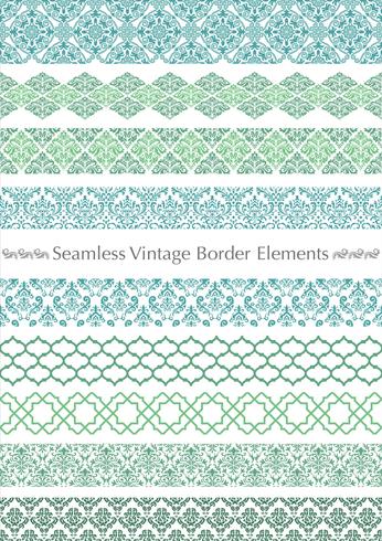Damask vintage seamless pattern set. vector