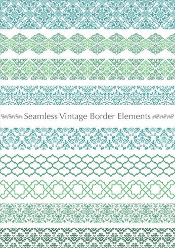 Damask vintage seamless pattern set. vector