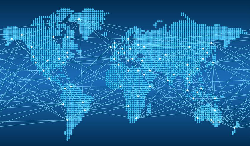 Seamless map of the global network system. vector