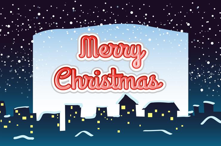 Christmas card with snow falling background