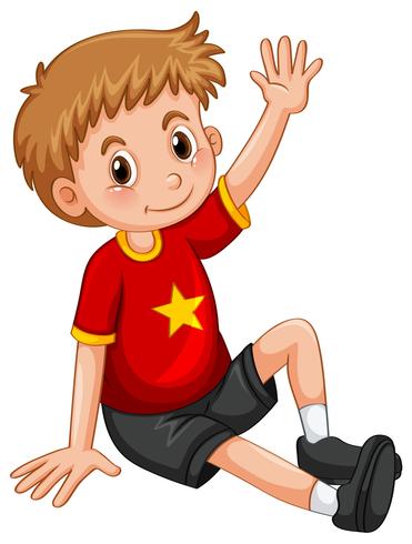 Niño agitando la mano hola vector