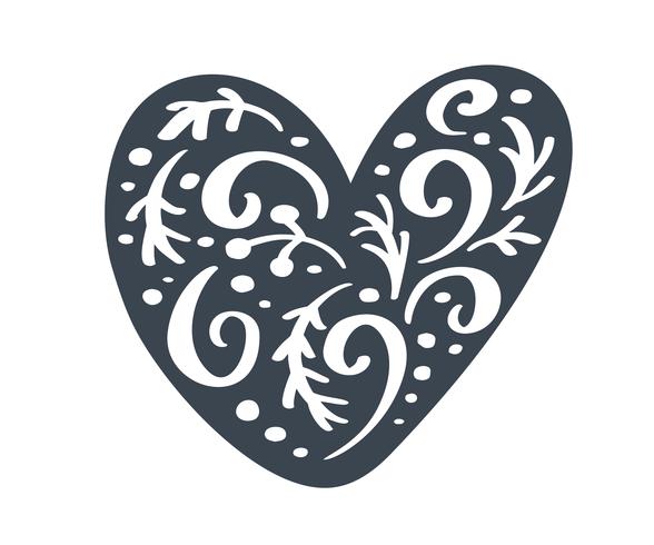 Download Handdraw scandinavian Christmas heart with ornament ...