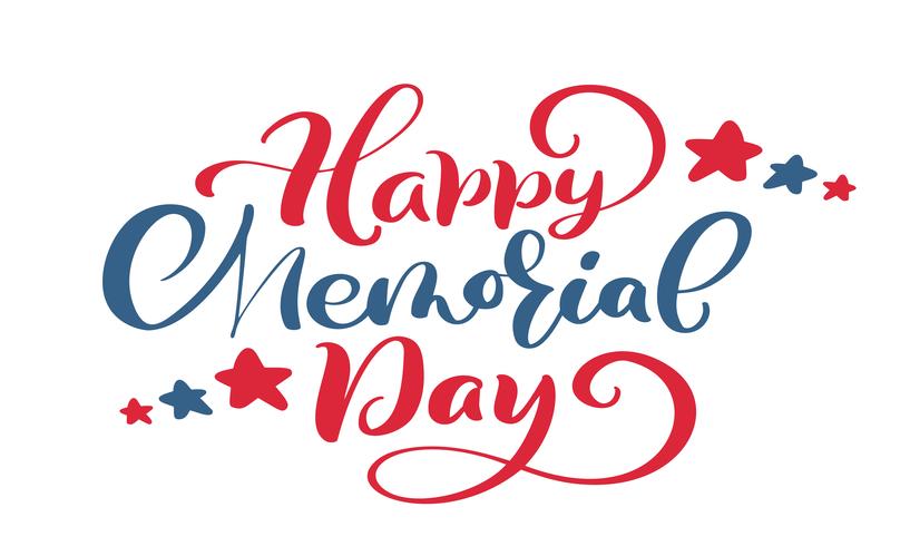 Vector Happy Memorial Day card. Calligraphy hand lettering text. National american holiday illustration. Festive poster or banner isolated on white background