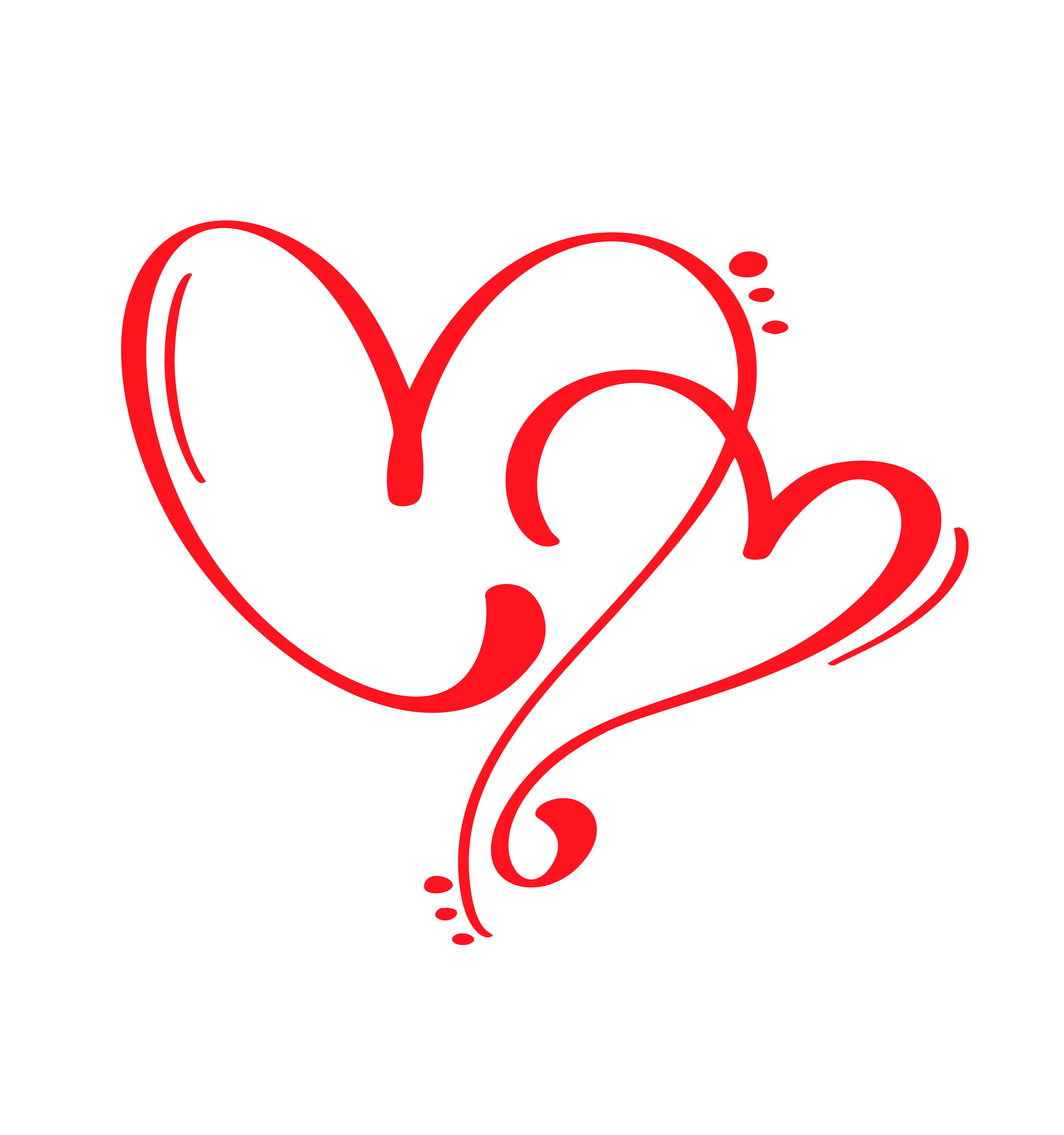 Couple Red Vector Valentines Day Hand Drawn Calligraphic two Hearts. Holiday Design ...5000 x 5335