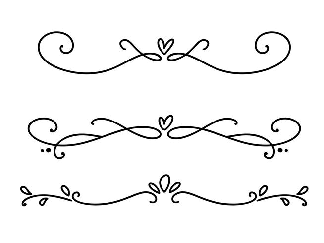Vector vintage line elegant valentine dividers and separators