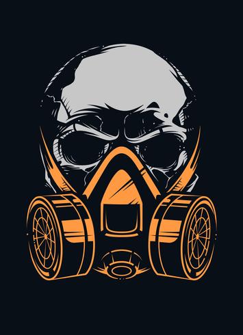 Skull with Respirator on Black Background vector