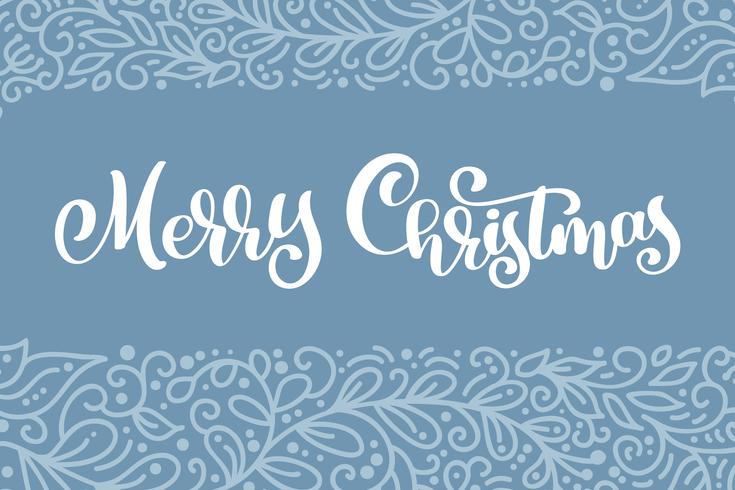 Merry Christmas white vector vintage text. Calligraphic Lettering design card template. Creative typography for Holiday Greeting Gift Poster. Calligraphy Font style Banner