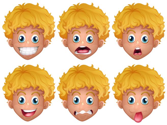 Boy with different facial expressions vector