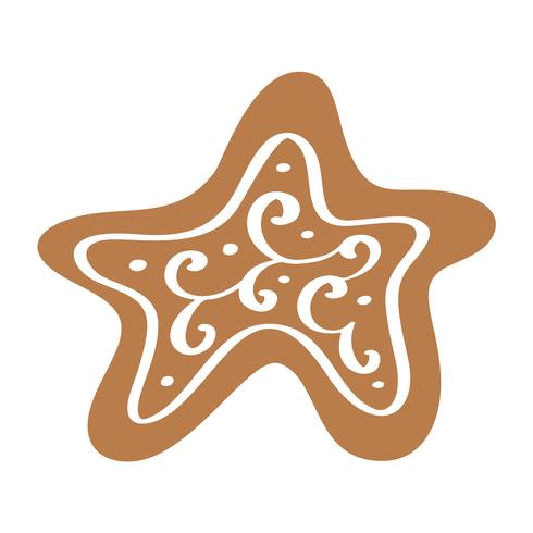 Handdraw Navidad vector cookie en estilo escandinavo. Ilustración aislada en el fondo blanco