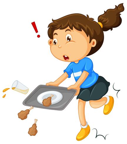 Girl dropping food on the floor vector