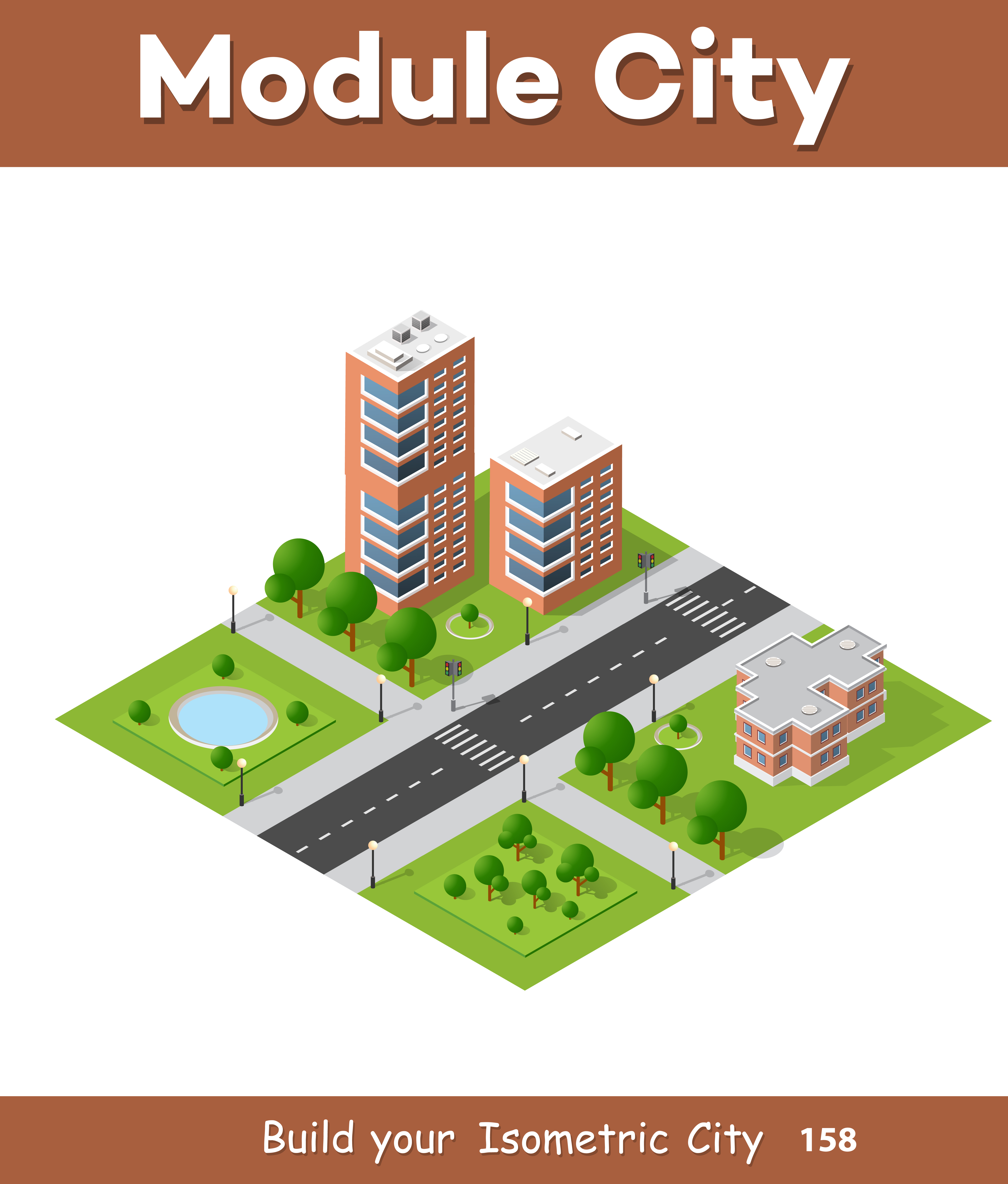 Download City quarter top view landscape isometric 3D projection ...