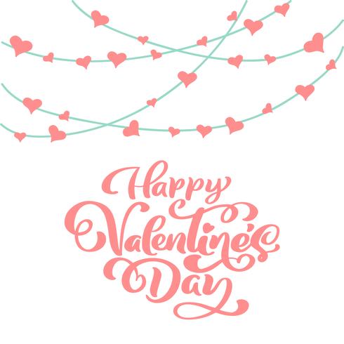 Happy Valentines Day typography poster with handwritten calligraphy text, isolated on white background. Vector Illustration