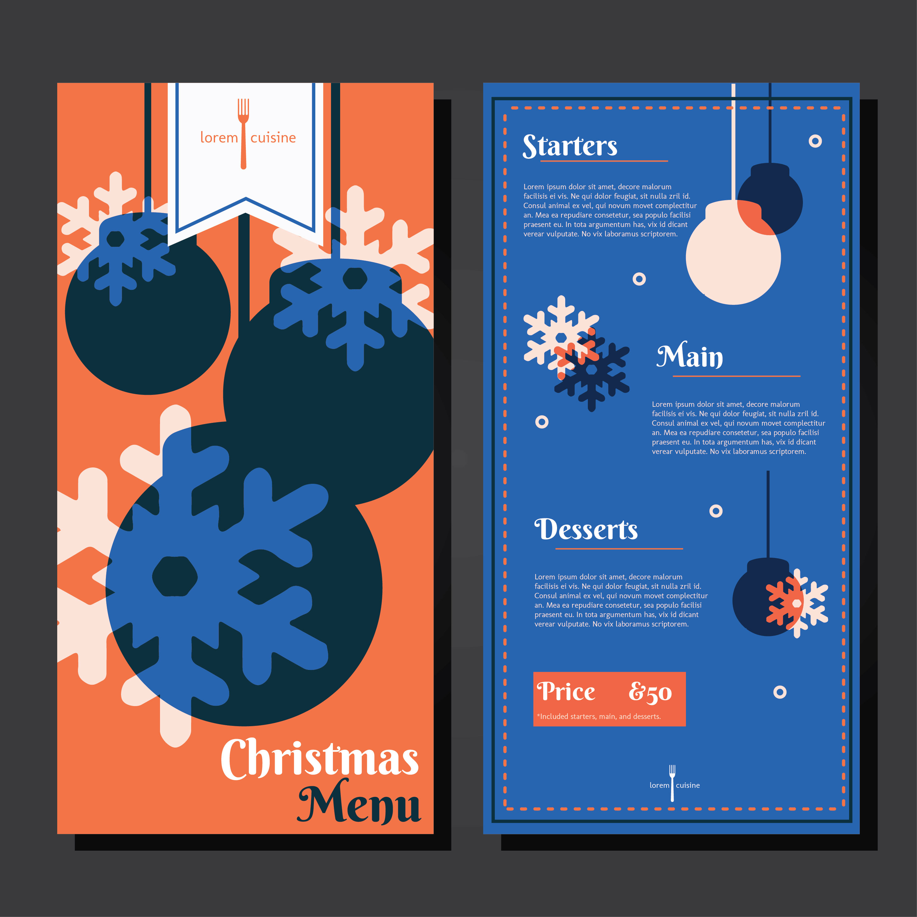 Christmas Dinner Menu Template Vector 377270 Vector Art At Vecteezy
