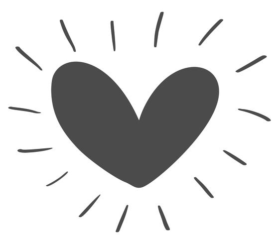 Dibujado a mano silueta de icono de corazón de Velentines escandinavo día. Vector símbolo de San Valentín contorno simple. Elemento de diseño aislado para web, boda e impresión.