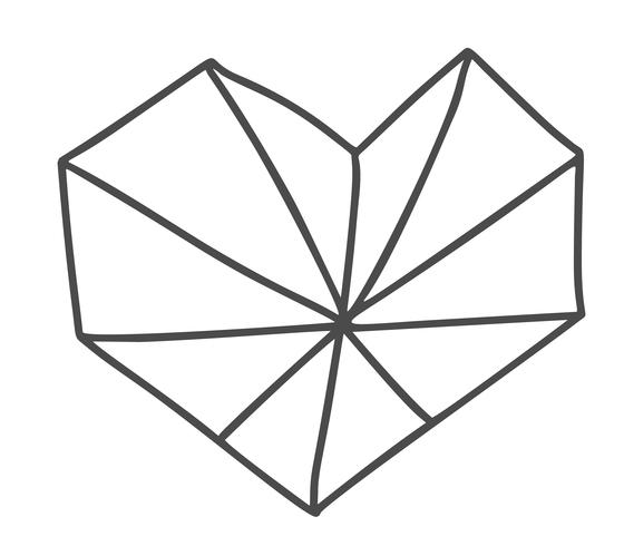 Dibujado a mano geométrico corazón escandinavo día de Velentines. Vector símbolo de San Valentín contorno simple. Elemento de diseño aislado para web, boda e impresión.