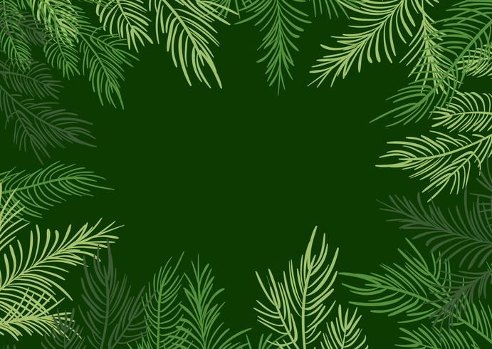 Fondo de marco de Navidad de ilustración vectorial verde con ramas de abeto vector