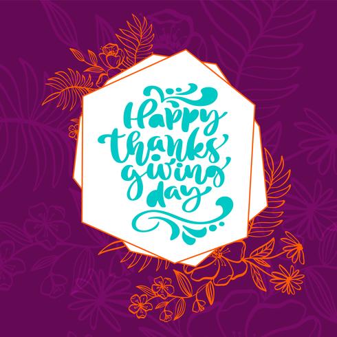 Happy Thanksgiving Day Hand Written Calligraphy Lettering