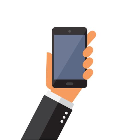 Hand holding mobile phone vector