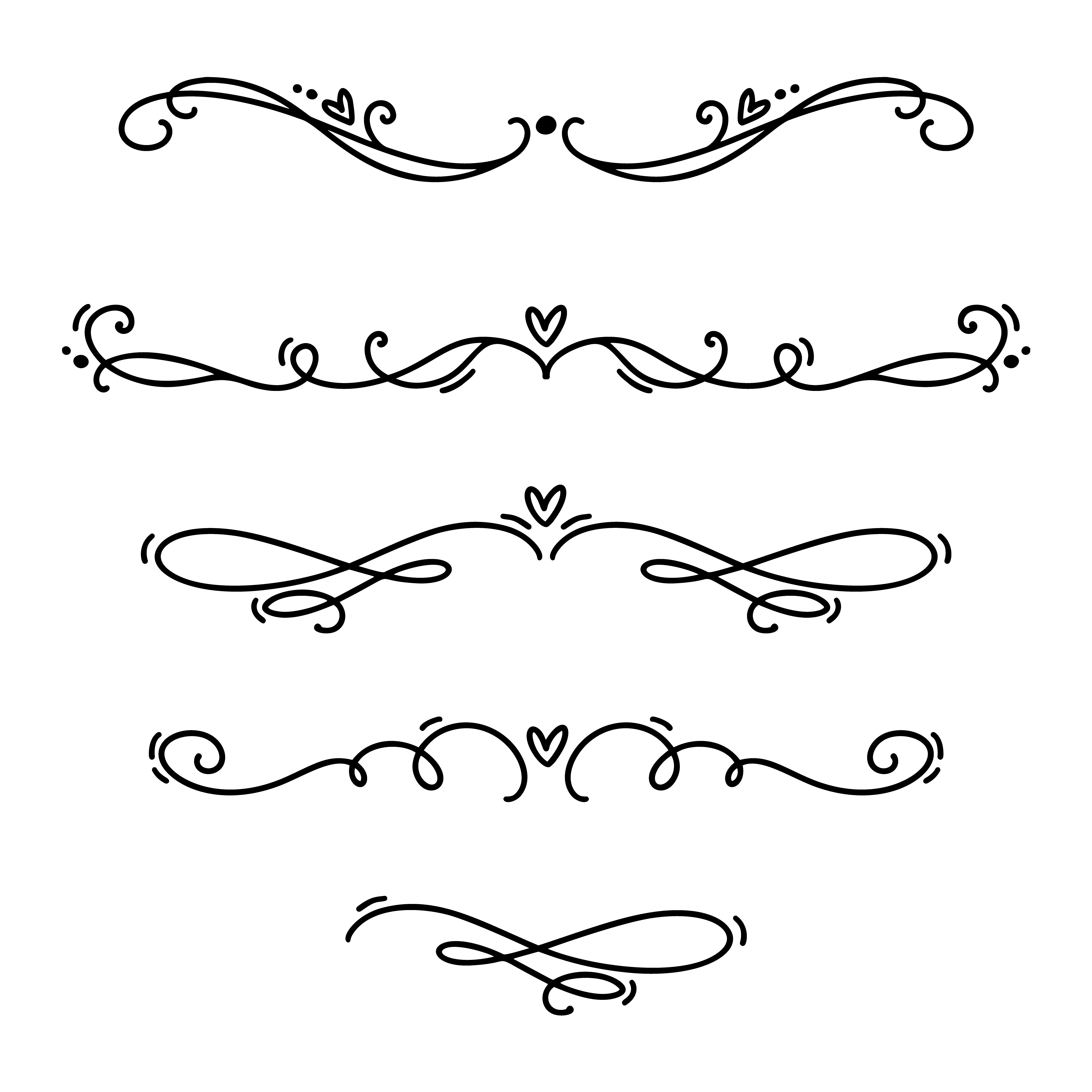 Download Vector vintage line elegant valentine dividers and separators, swirls and corners decorative ...