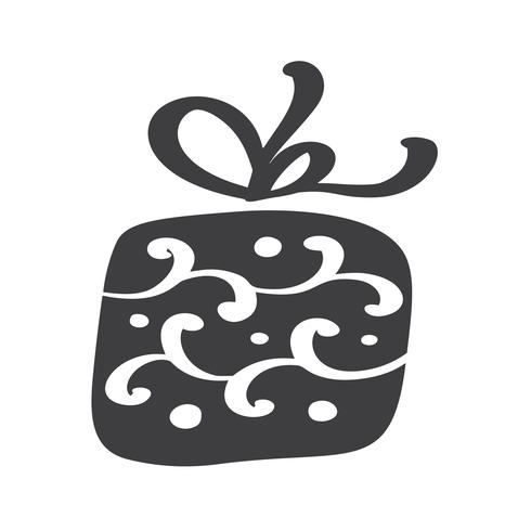 Christmas giftbox vector icon silhouette. Simple gift