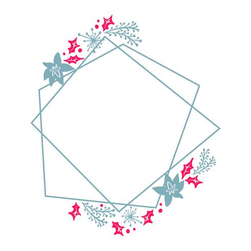 Download Christmas Hand Drawn wreath geometry frame stylized square ...