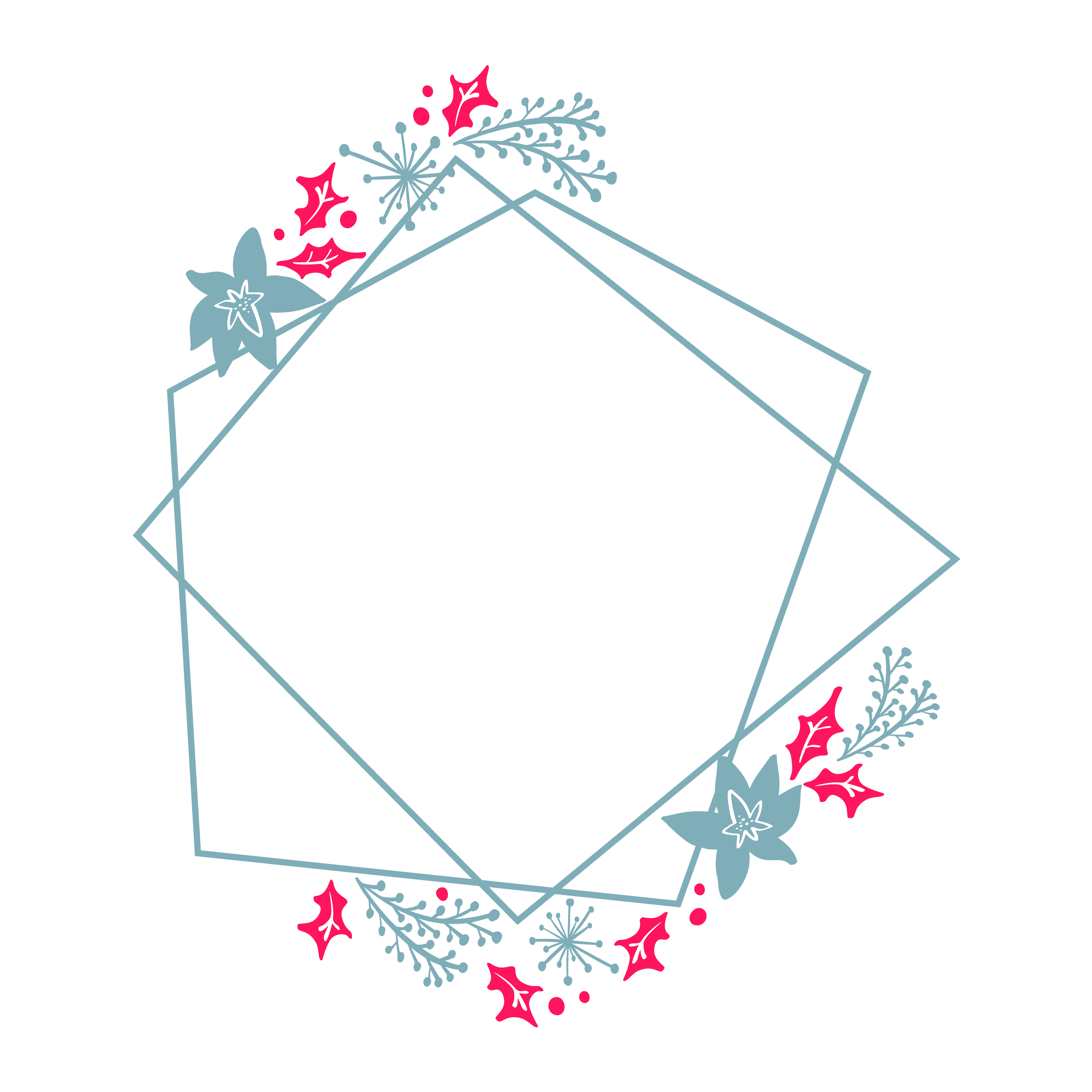 Download Christmas Hand Drawn wreath geometry frame stylized square ...