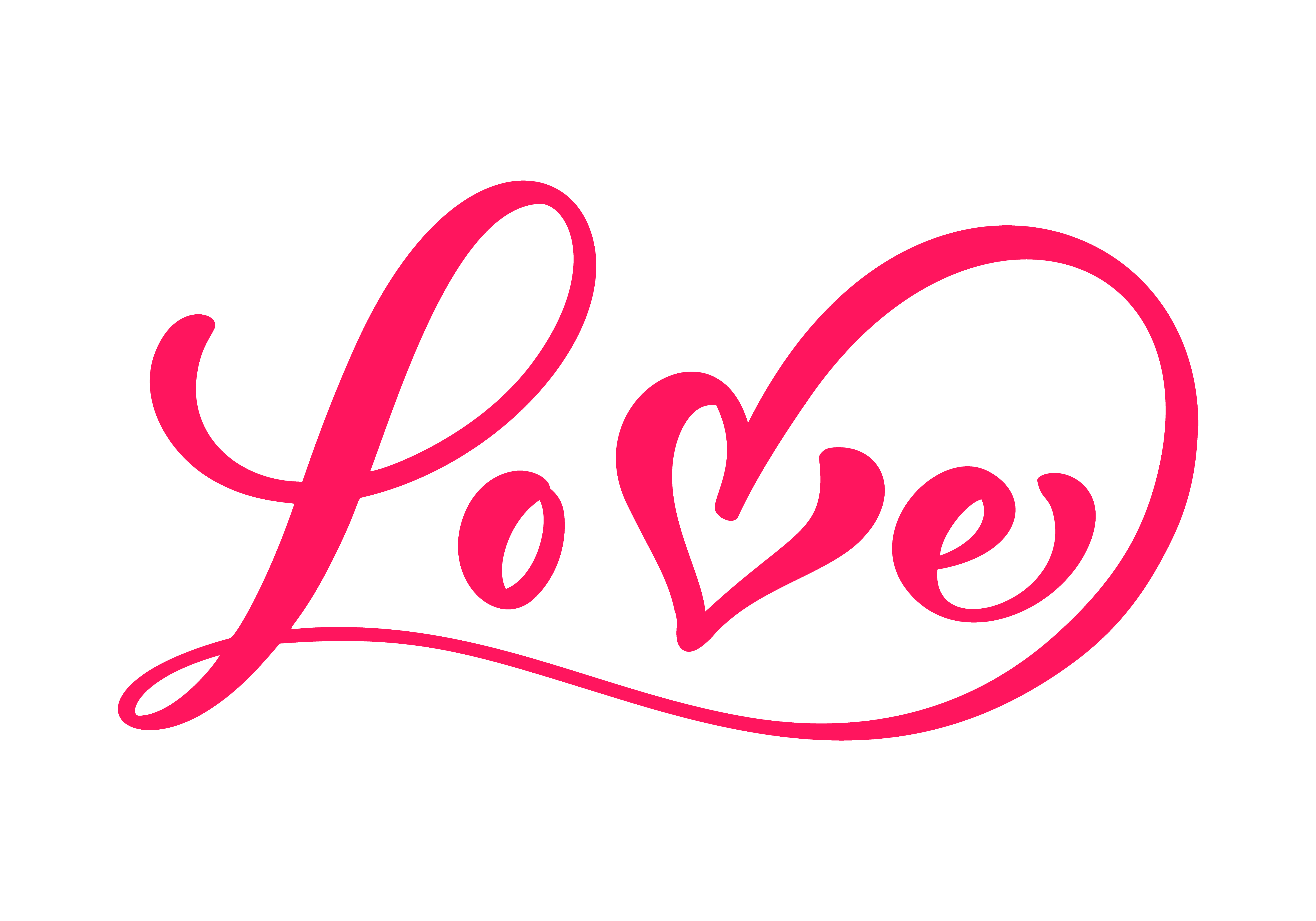 Download Red Calligraphy word Love. Vector Valentines Day Hand Drawn lettering. Heart Holiday Design ...