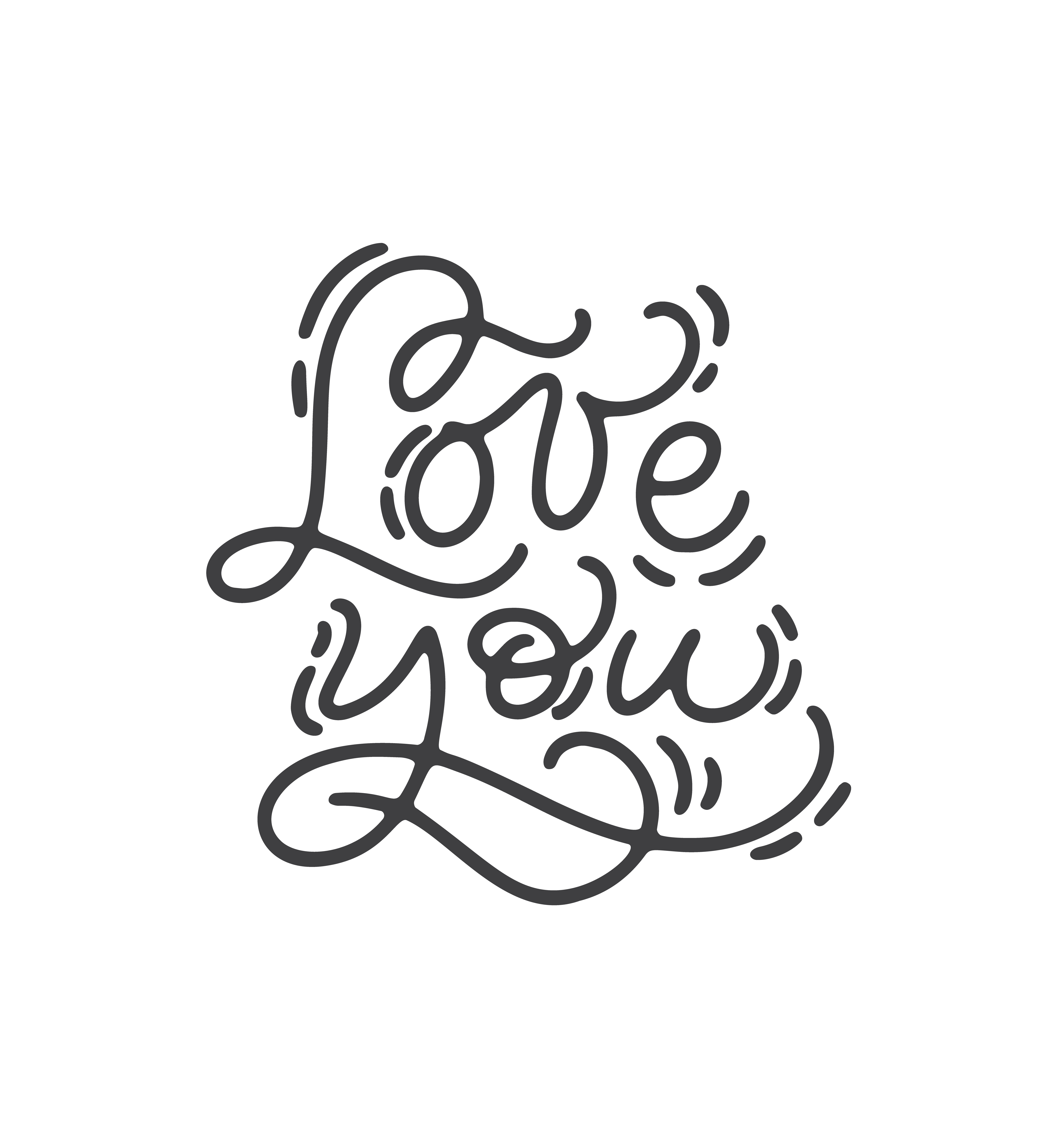 phrase Love you. Vector monoline calligraphy. Valentines Day Hand Drawn ...