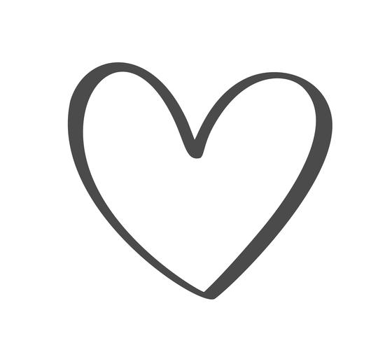 Día de San Valentín gris vector dibujado a mano corazón caligráfico. Diseño de vacaciones elemento de san valentín Icono de decoración de amor para web, boda e impresión. Ilustración de letras de caligrafía aislado
