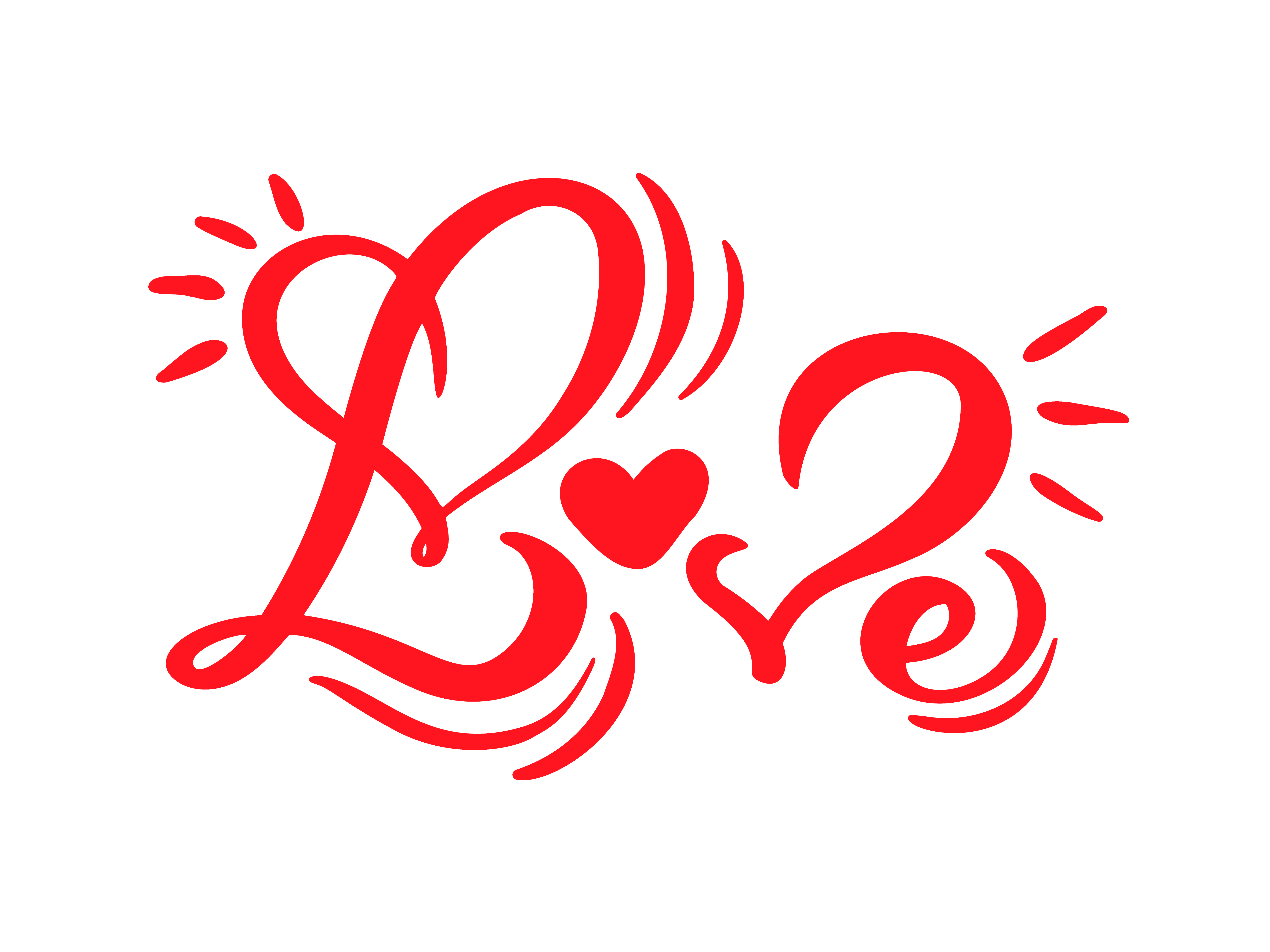 Red Calligraphy word Love. Vector Valentines Day Hand ...