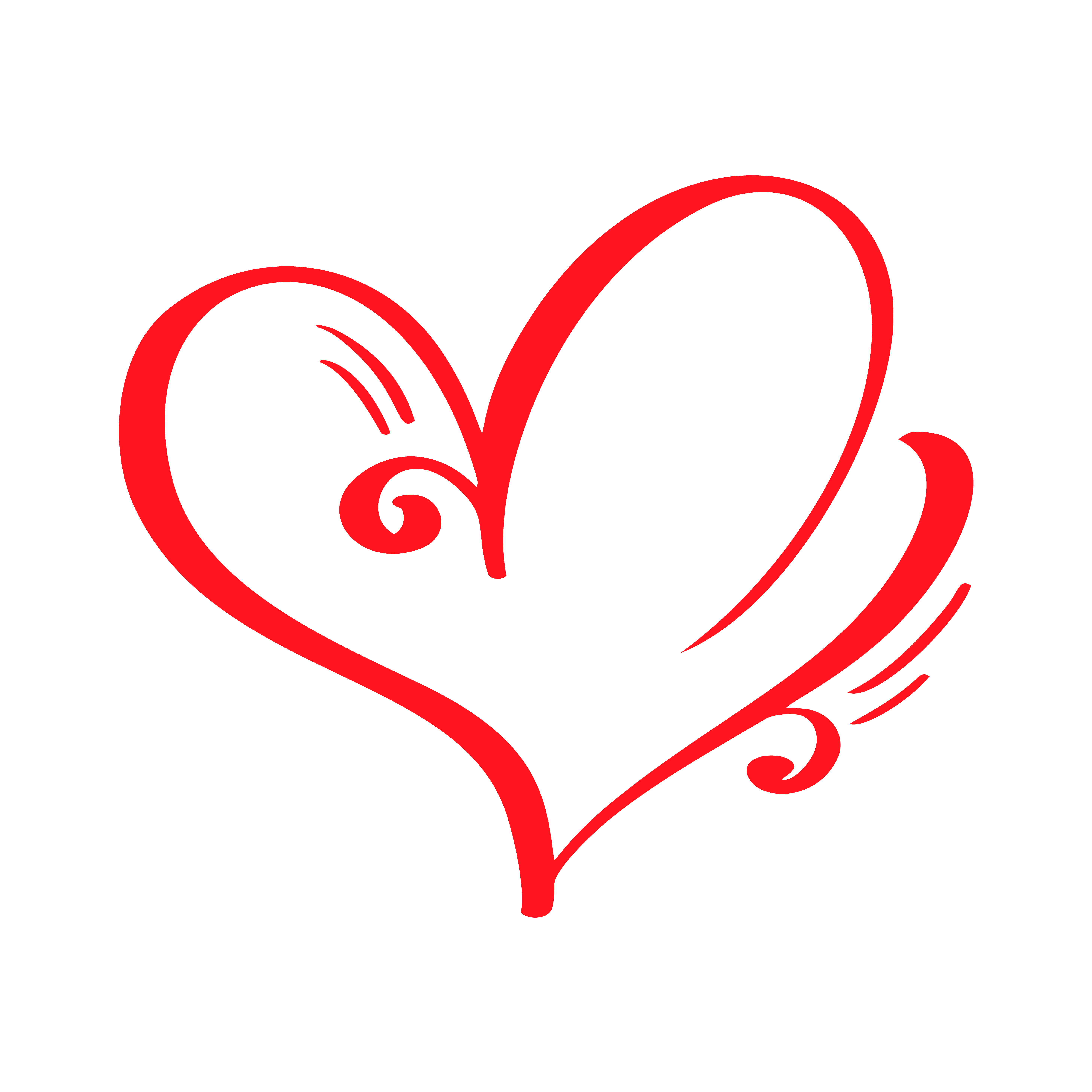 Download Red Vector Valentines Day Hand Drawn Calligraphic Heart ...