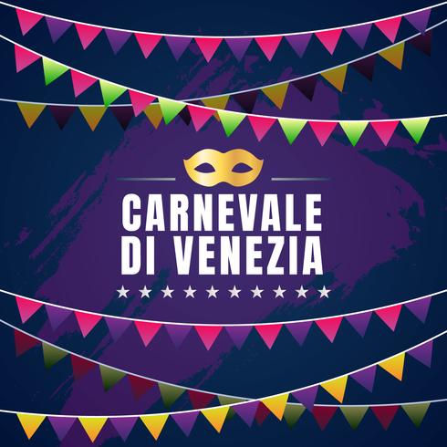 Diseño tipográfico del vector de Carnevale Di Venezia con el fondo del elemento del símbolo de la máscara del carnaval