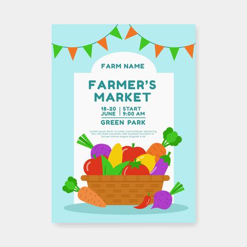 Famers Market Flyer Template Vector