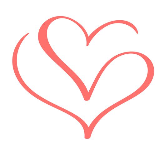 Día de San Valentín vector dibujado a mano elementos de corazón de diseño caligráfico. Icono de decoración de amor para web, boda e impresión. Aislados en fondo blanco Ilustración de caligrafía y letras