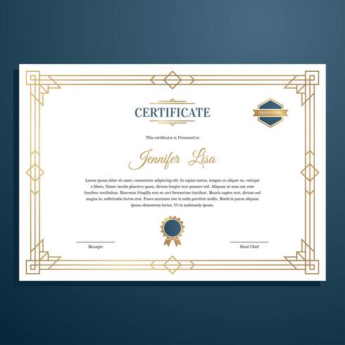 Art Deco Certificate Template Vector