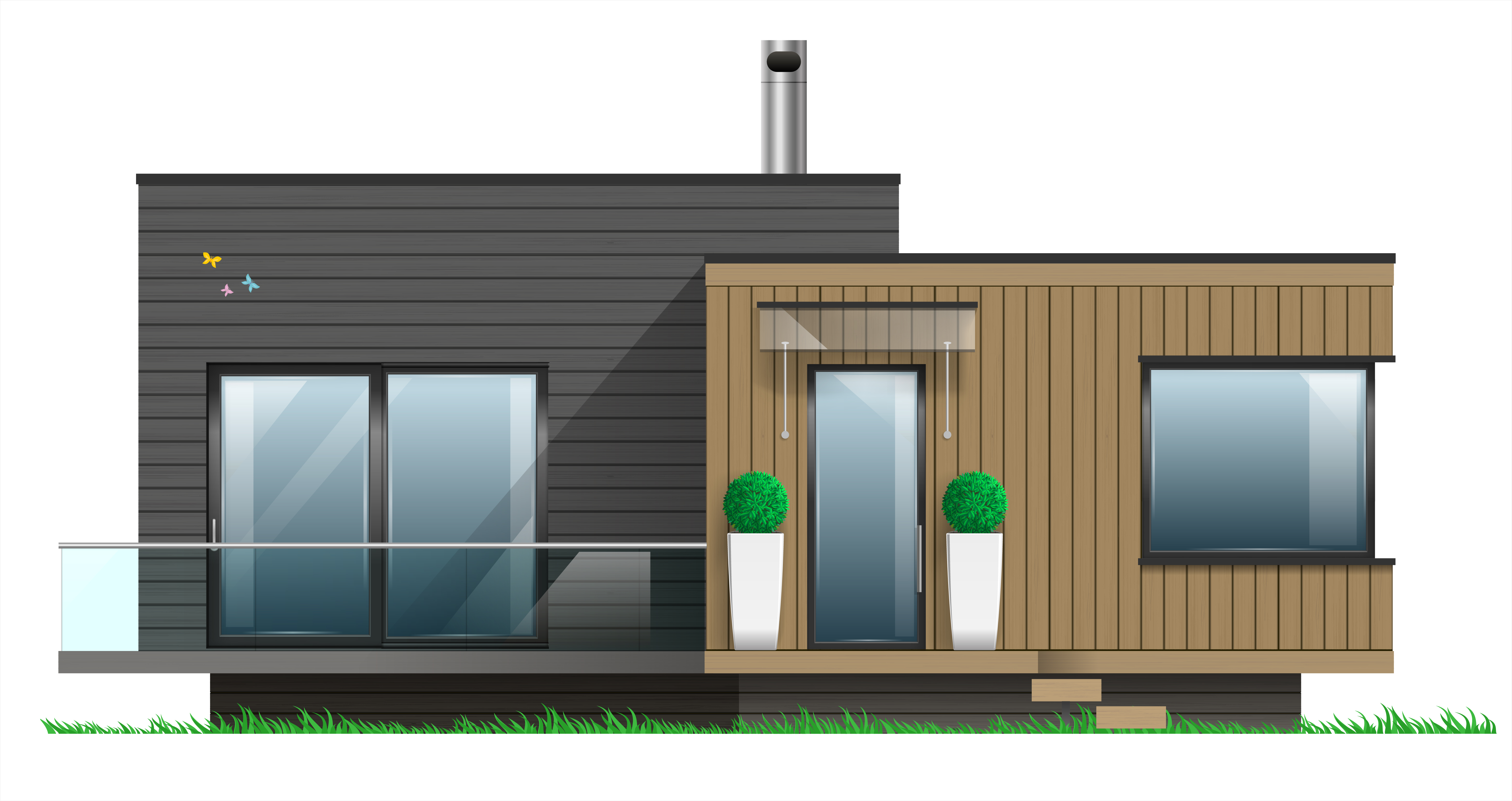 Facade of a modern house with a terrace 379219 Download 