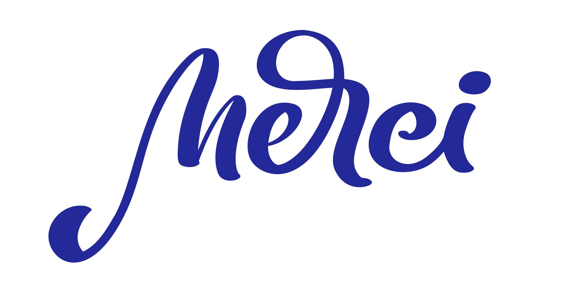 Vector hand drawn lettering Merci. Elegant modern handwritten
