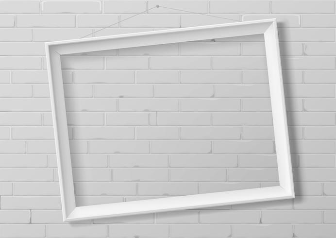 Horizontal white thin photo frame vector