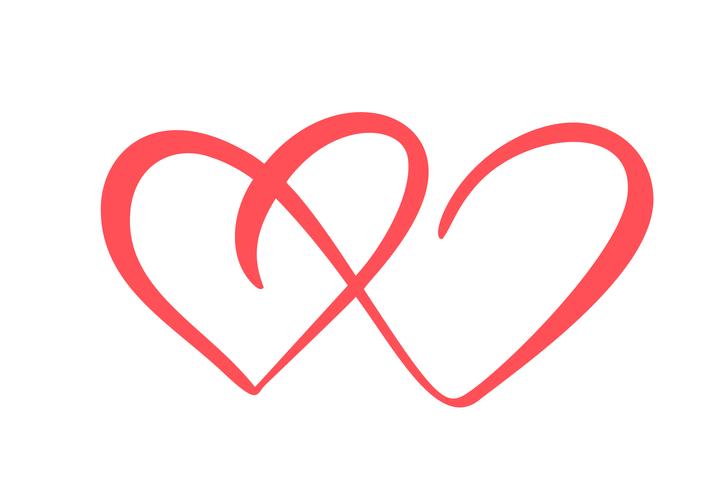 Dos signos del corazón del amor. Romántico. Vector ilustración icono símbolo del día de San Valentín - unirse a la pasión y la boda. Plantilla para la camiseta, tarjeta, cartel. Elemento plano de diseño