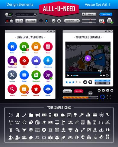 Vector set of user interface elements