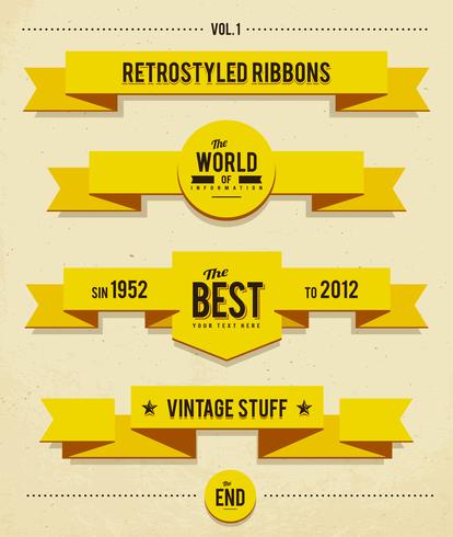 Retro syled ribbons vector set