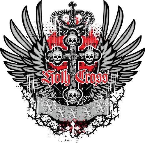 grunge skull coat of arms vector